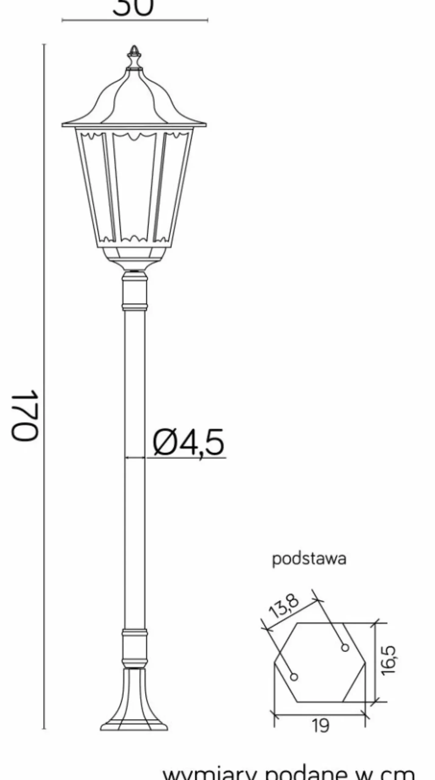 Sklep Kaja Lampa ogrodowa, klasyczny wzór K 5002/1/BD 45 z serii RETRO MAXI | Kaja Oświetle
