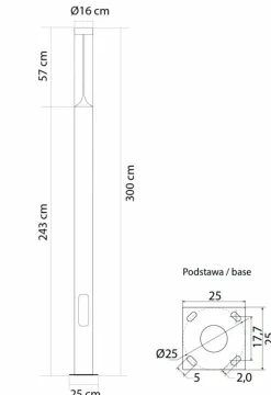 Sklep Kaja Lampa ogrodowa, wysokość 3m, moc LED 30W BRLMAX-3000 z serii BAREL | Kaja Oświet