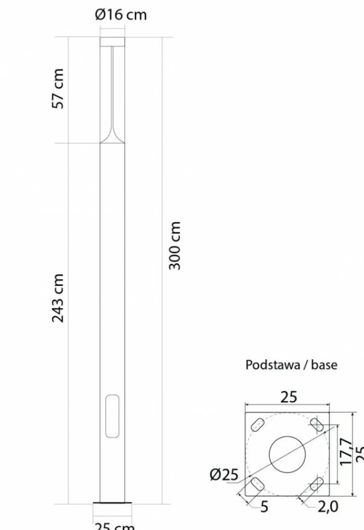 Sklep Kaja Lampa ogrodowa, wysokość 3m, moc LED 30W BRLMAX-3000 z serii BAREL | Kaja Oświet