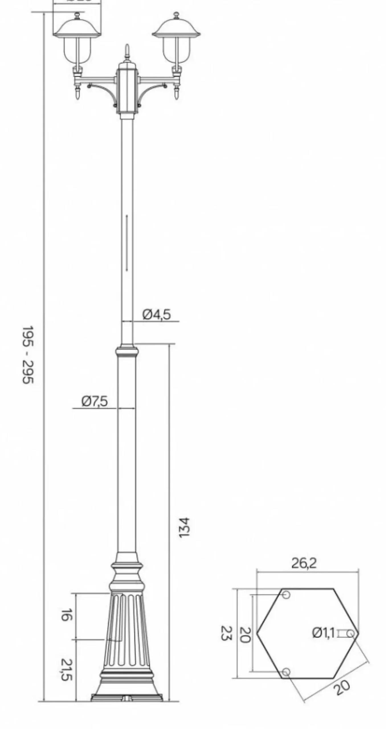 Sklep Kaja Lampa ogrodowa z regulowaną wysokością OGMWN 2 O z serii PRINCE | Kaja Oświetlen