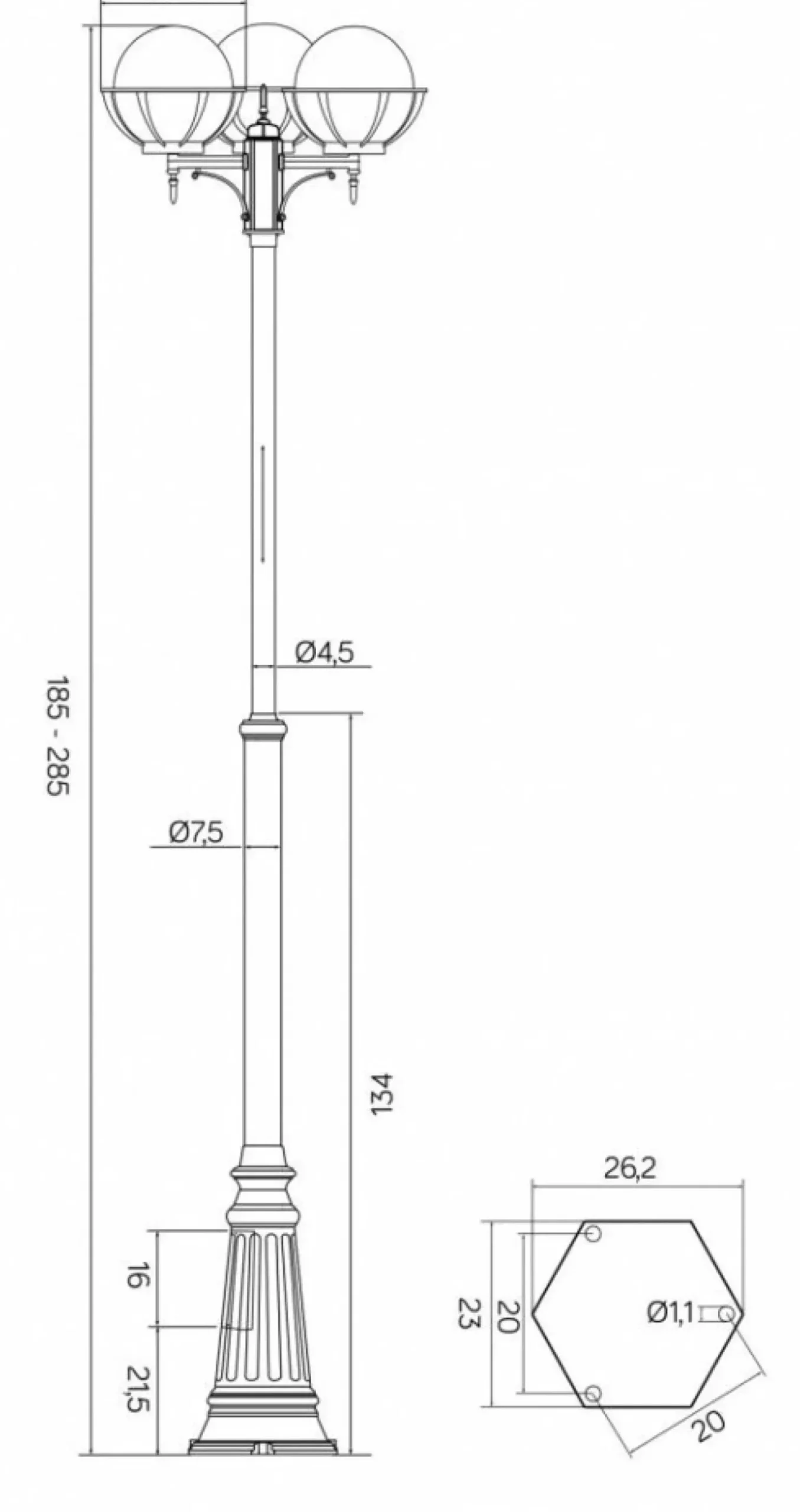 Sklep Kaja Lampa ogrodowa z trzema kloszami, gwint E27 OGMWN 3 KPO 250