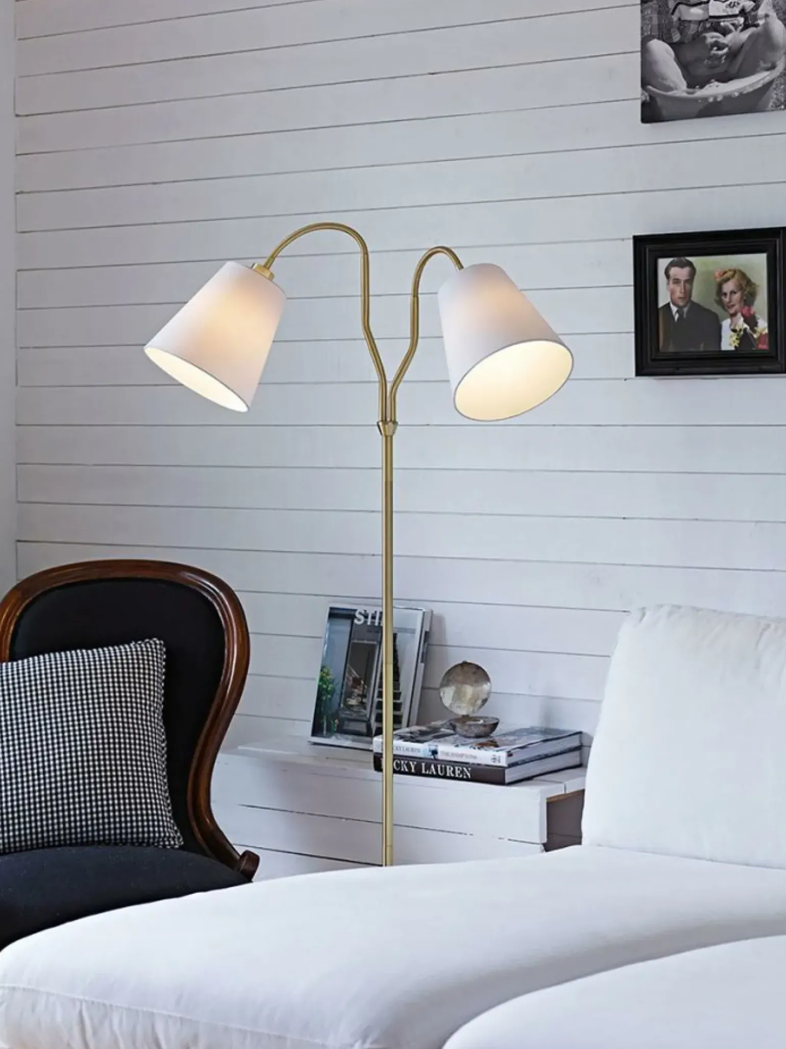 Sklep Kaja Lampa podłogowa dwoma kloszami złota oprawa 105274 | Kaja Oświetlenie