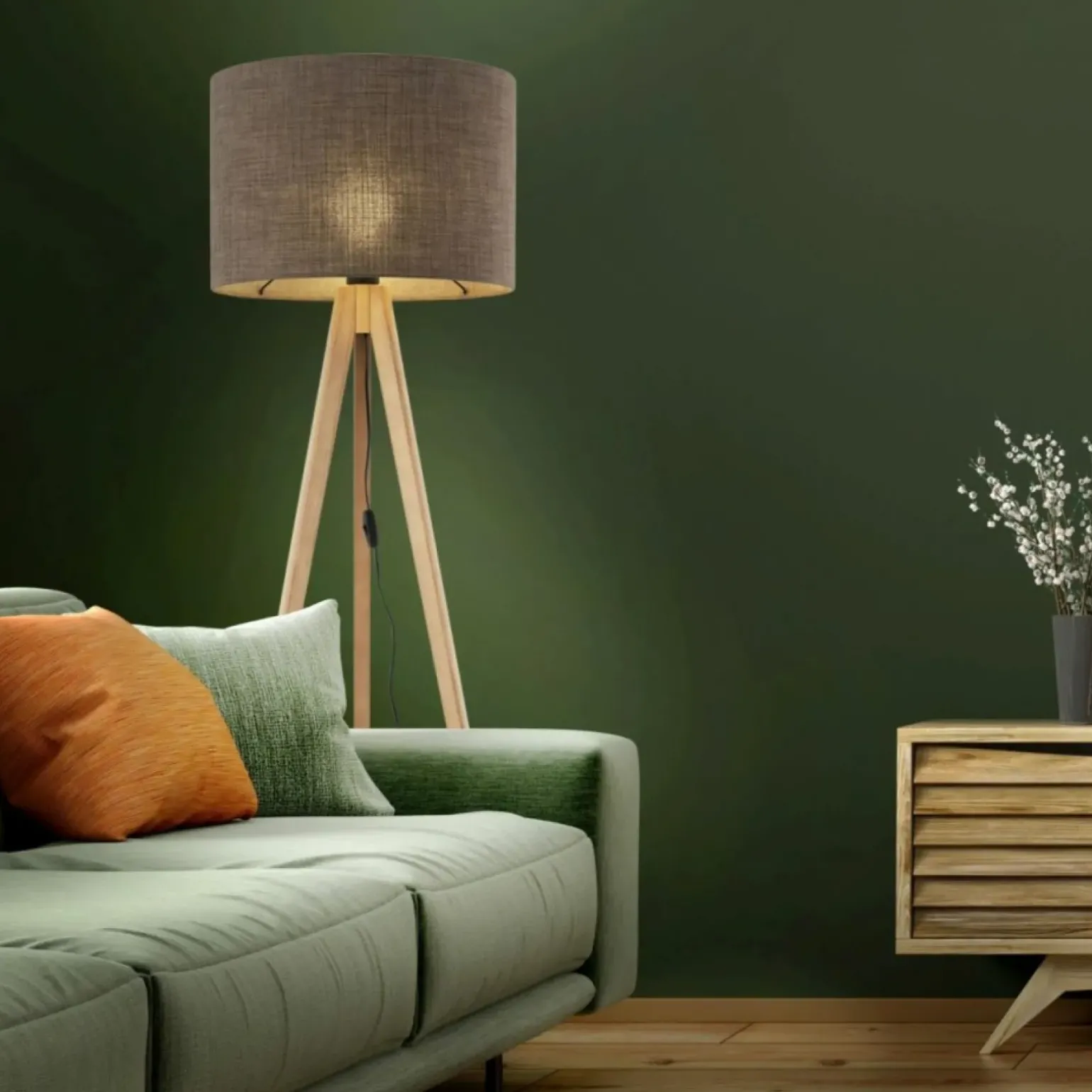 Sklep Kaja Lampa podłogowa na drewnianych nogach TK 16026 GRAND SOSNA | Kaja