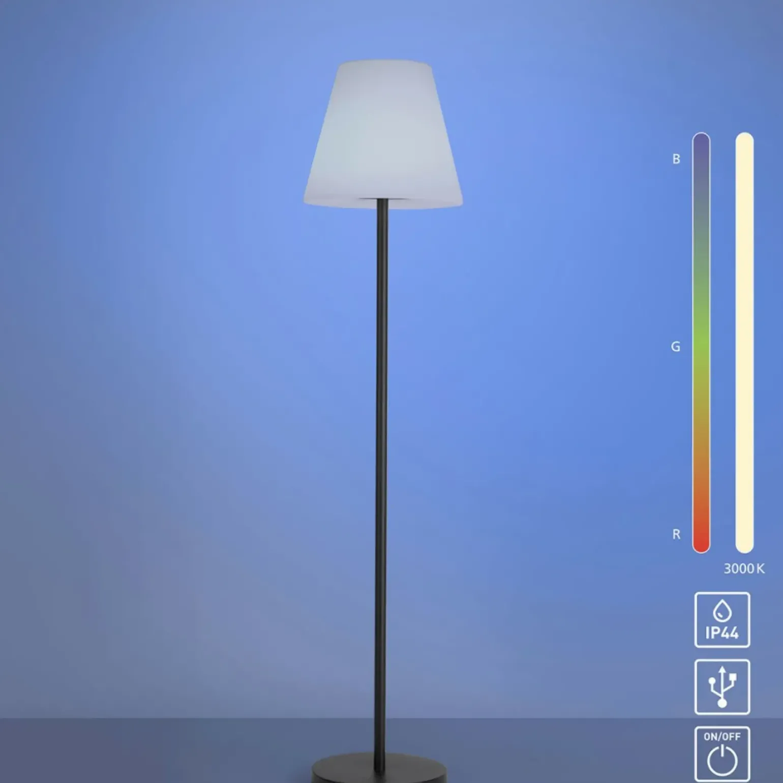 Sklep Kaja Lampa podłogowa zasilana akumulatorem, RGB 19826-18 z serii HOLLY