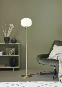 Sklep Kaja Lampa podłogowa złota oprawa i biały klosz 108054 | Kaja Oświetlenie