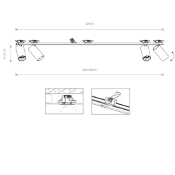 Sklep Kaja Lampa podtynkowa – listwa z 4 reflektorami 7692 | Kaja Oświetlenie