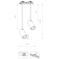 Sklep Kaja Lampa podtynkowa z dwoma złotymi reflektorami 7743 | Kaja Oświetlenie