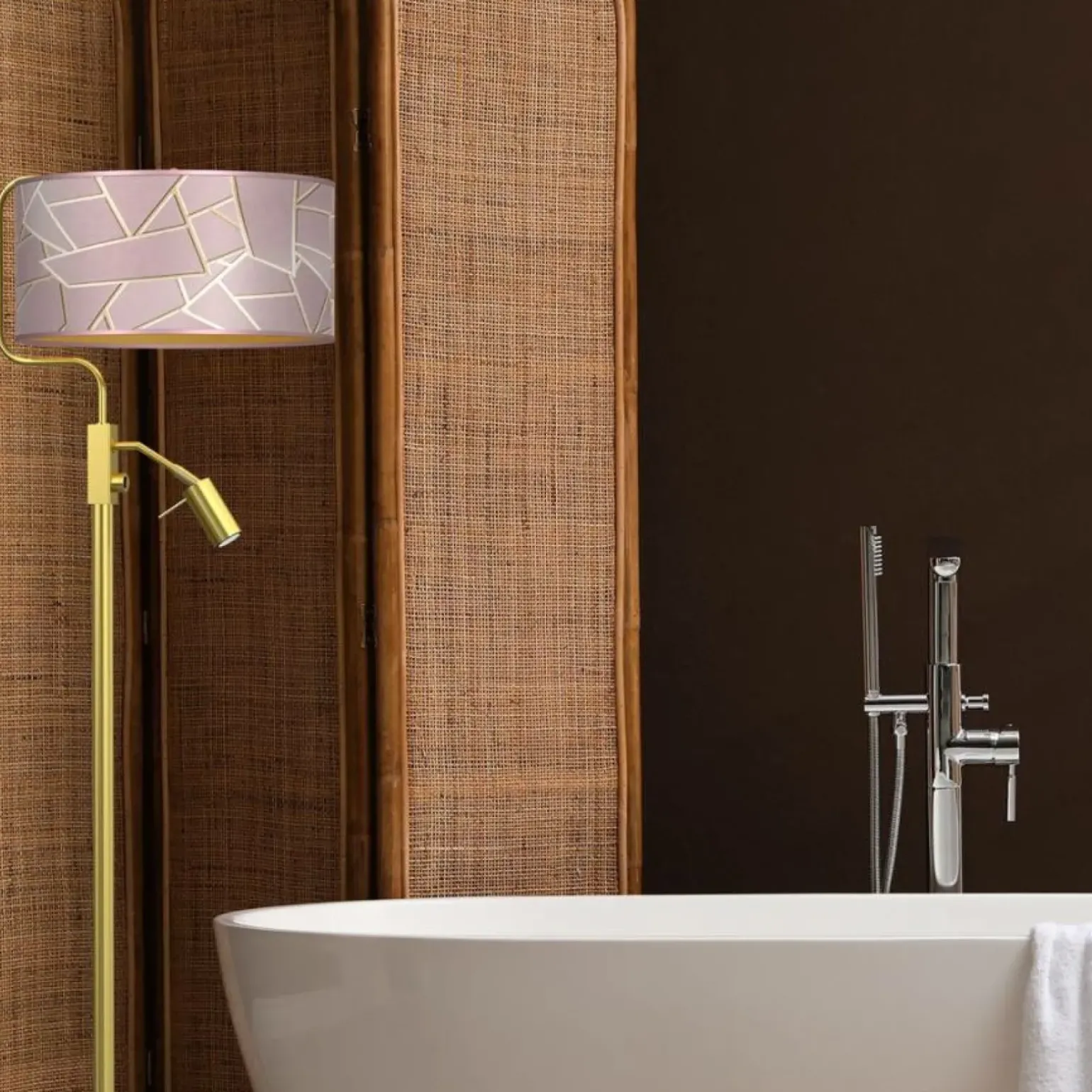 Sklep Kaja Lampa połogowa ze złotą podstawą, z abażurem MLP7593 z serii ZIGGY | Kaja Oświet