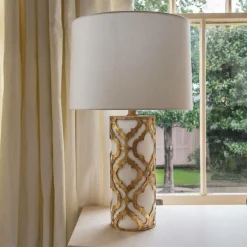 Sklep Kaja Lampa stołowa z białym abażurem GN-ARABELLA-TL-G z serii ARABELLA