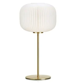 Sklep Kaja Lampa stołowa z białym ozdobnym kloszem 107819 | Kaja Oświetlenie