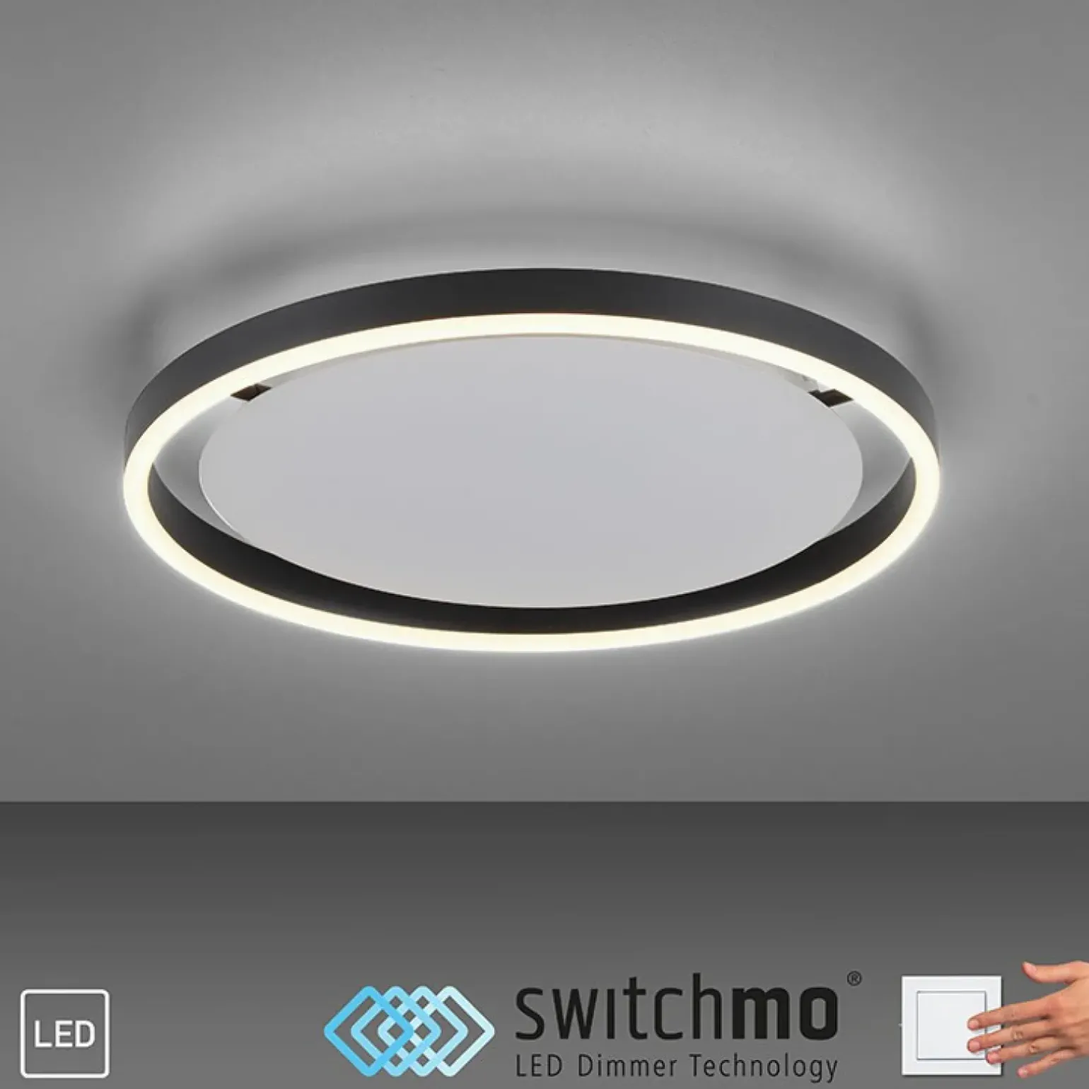 Discount Lampa sufitowa - czarny świecący okrąg 15391-13 z serii RITUS | Kaja Żyrandole Nowoczesne