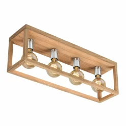 Shop Lampa sufitowa dębowy box na ozdobne żarówki 9158474L KAGO | Kaja Żyrandole Nowoczesne