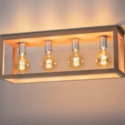 Shop Lampa sufitowa dębowy box na ozdobne żarówki 9158474L KAGO | Kaja Żyrandole Nowoczesne
