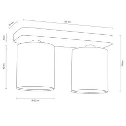 Store Lampa sufitowa drewniana listwa za 2 żarówki 8512274 JENTA | Kaja Żyrandole Nowoczesne