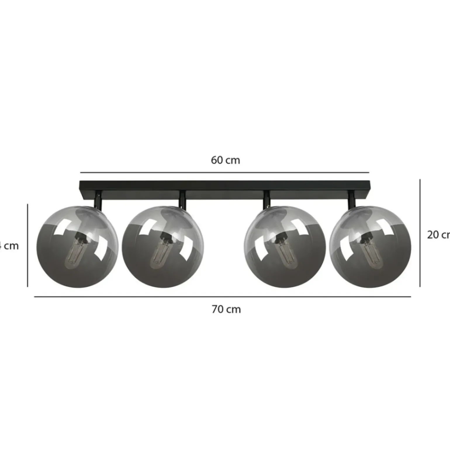 Shop Lampa sufitowa listwa z grafitowymi kloszami 777/4 | Kaja Oświetlenie Żyrandole Nowoczesne