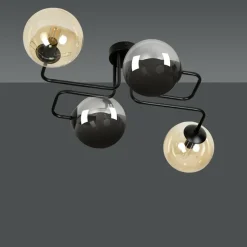 New Lampa sufitowa miodowe i grafitowe klosze 843/4M2 | Kaja Oświetlenie Żyrandole Nowoczesne