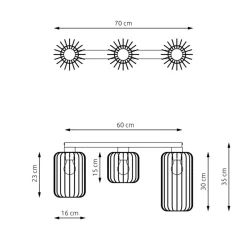 Best Lampa sufitowa na podłużnej listwie 1367/3 z serii BARN Żyrandole Nowoczesne