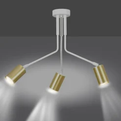 Best Sale Lampa sufitowa na trzy żarówki w złotych tubach 656/3 | Kaja Żyrandole Nowoczesne