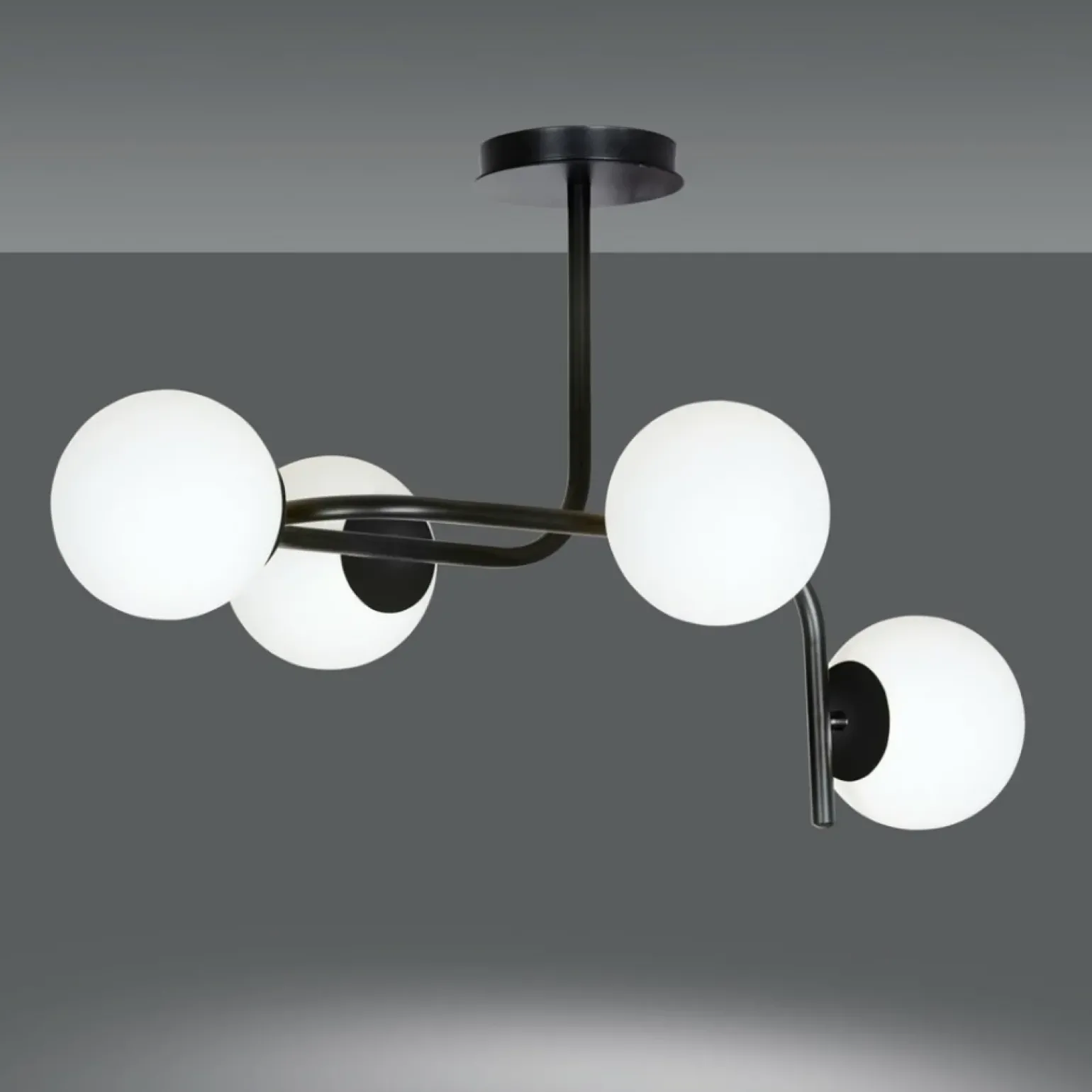 Best Sale Lampa sufitowa o obłym kształcie, białe klosze 1030/4A KALF | Kaja Żyrandole Nowoczesne