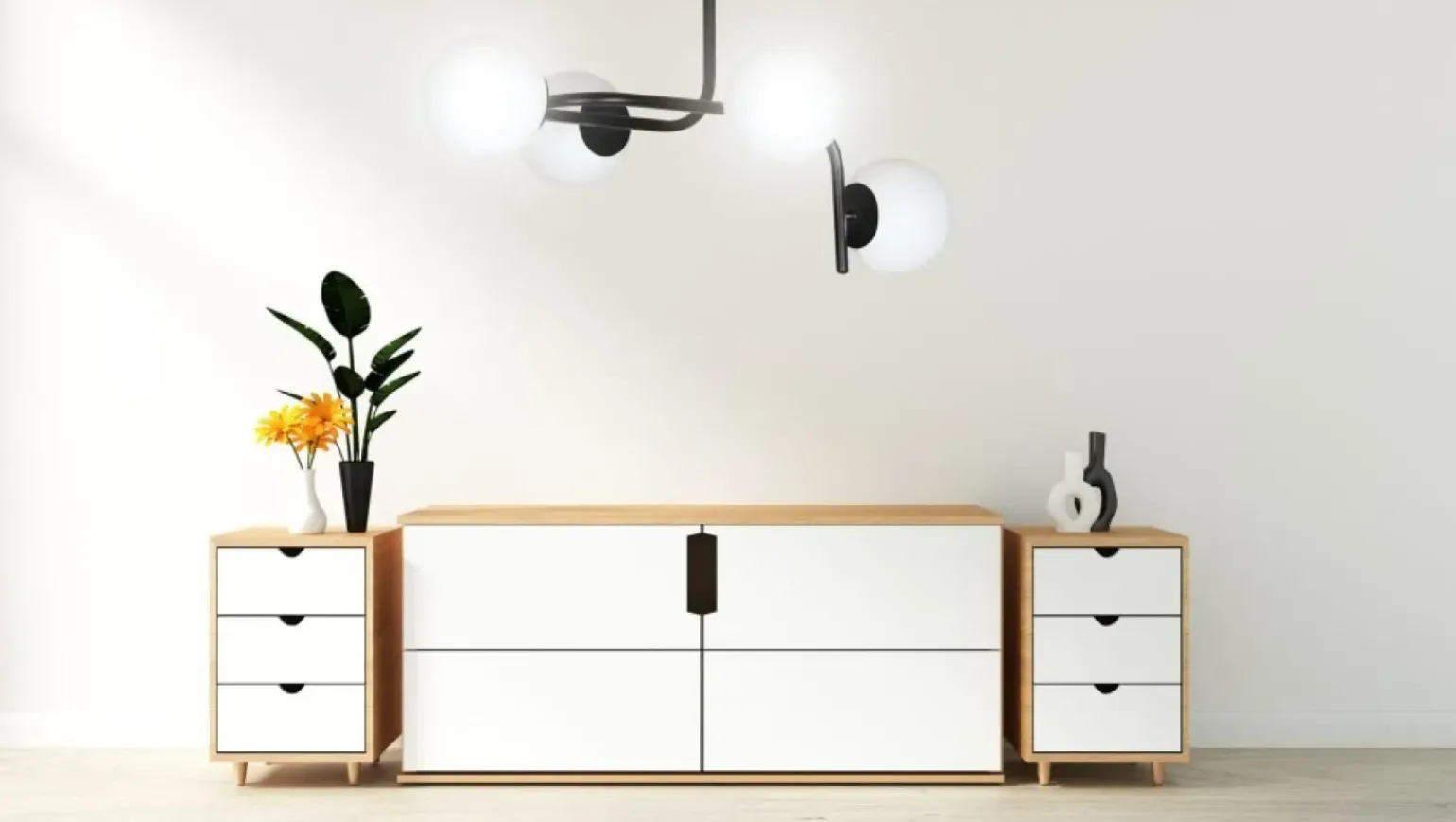 Best Sale Lampa sufitowa o obłym kształcie, białe klosze 1030/4A KALF | Kaja Żyrandole Nowoczesne