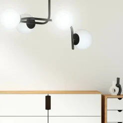 Best Sale Lampa sufitowa o obłym kształcie, białe klosze 1030/4A KALF | Kaja Żyrandole Nowoczesne