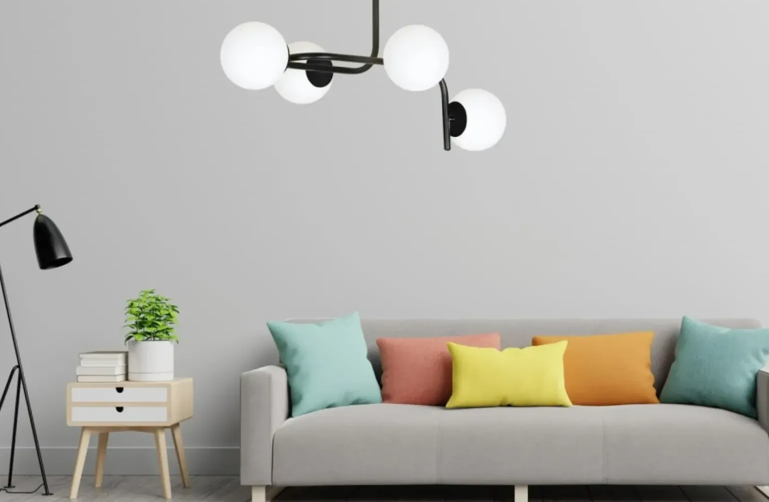 Best Sale Lampa sufitowa o obłym kształcie, białe klosze 1030/4A KALF | Kaja Żyrandole Nowoczesne