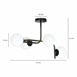Best Sale Lampa sufitowa o obłym kształcie, białe klosze 1030/4A KALF | Kaja Żyrandole Nowoczesne