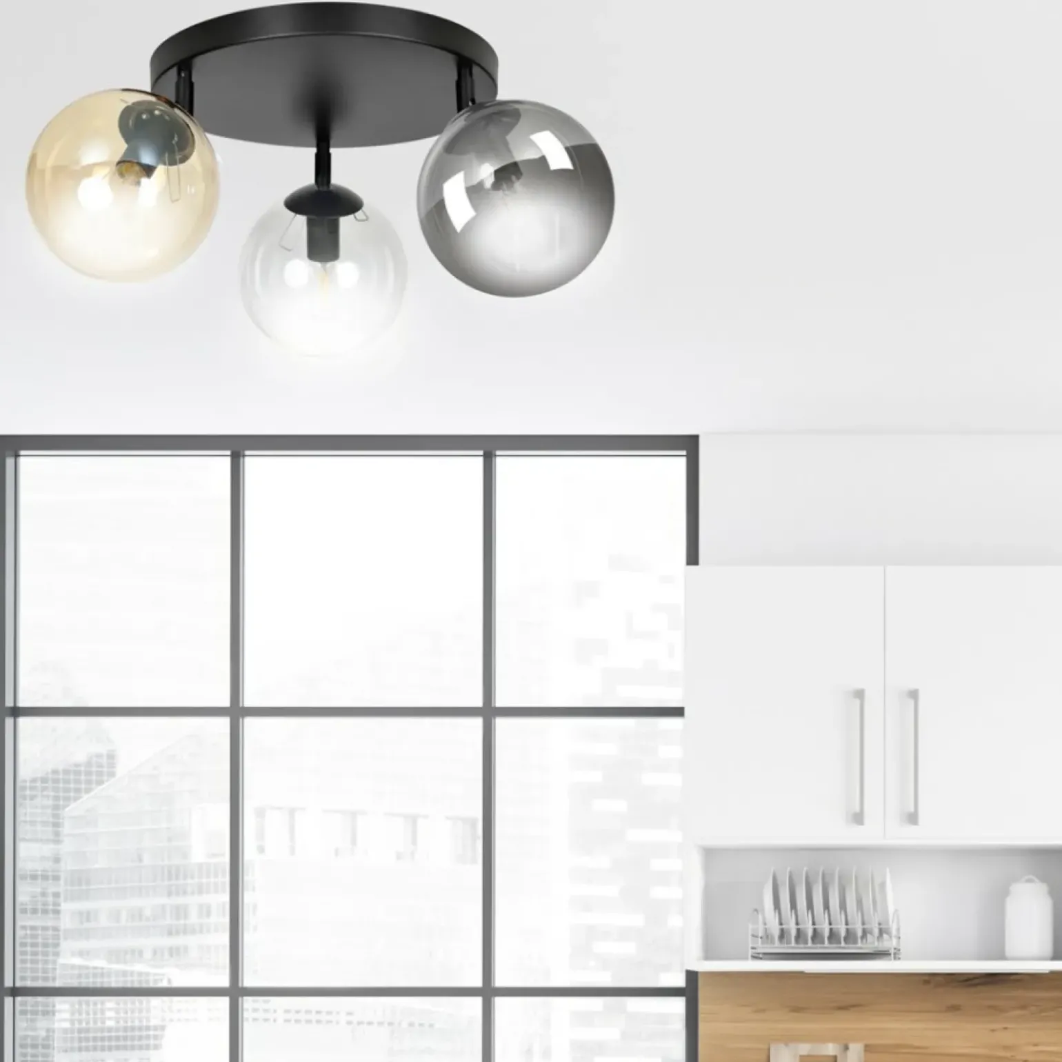 Clearance Lampa sufitowa okrągła podsufitka i klosze 779/3APREM | Kaja Żyrandole Nowoczesne