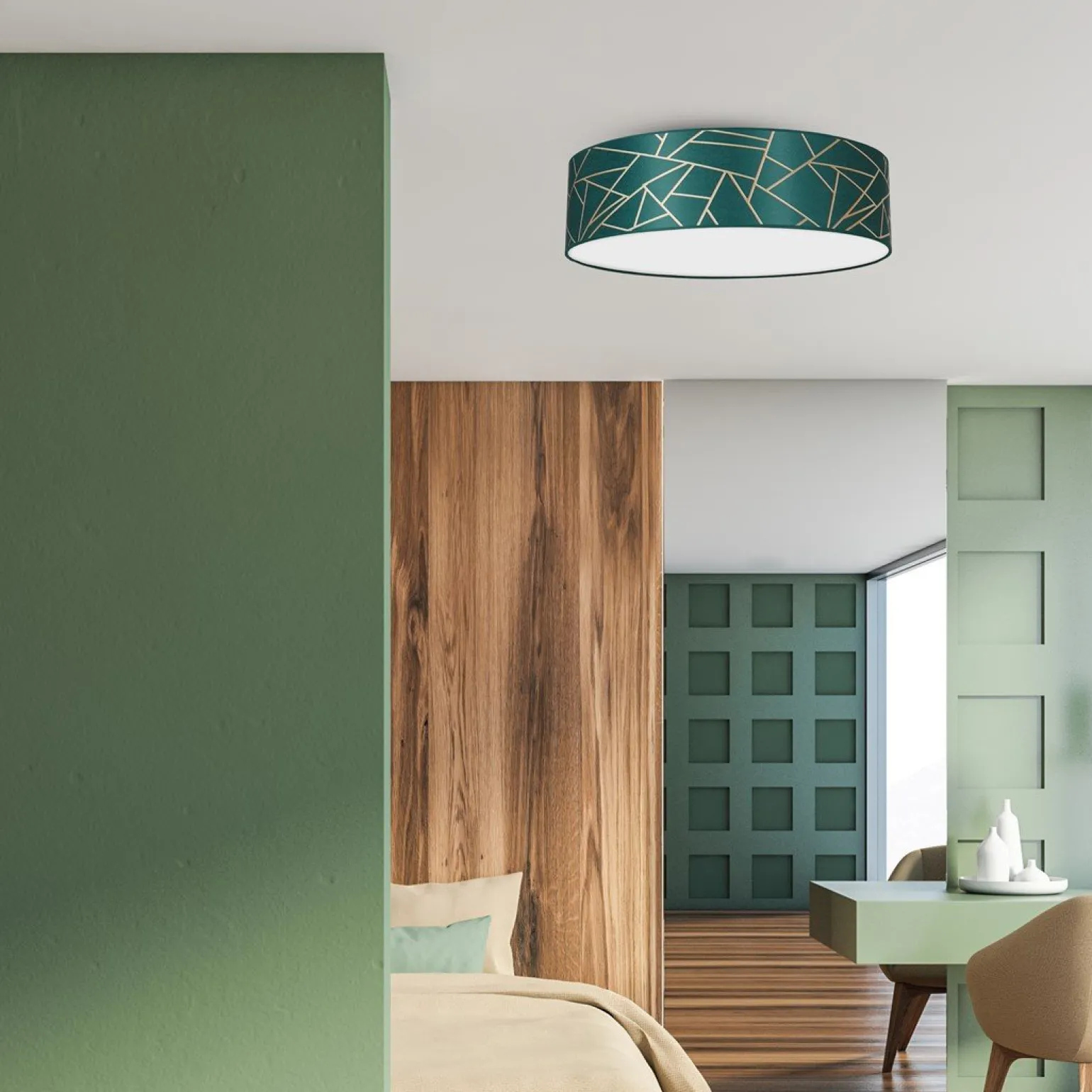 Sklep Kaja Lampa sufitowa, plafon złoto-zielone MLP7578 z serii ZIGGY | Kaja Oświetlenie