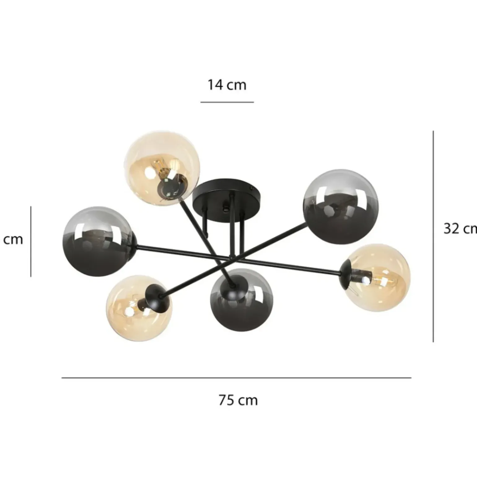 Best Sale Lampa sufitowa z 6 dwukolorowymi kloszami 834/6B3 | Kaja Oświetlenie Żyrandole Nowoczesne