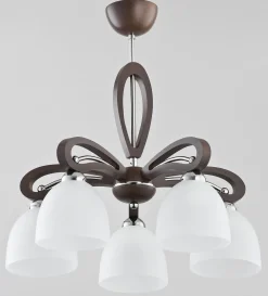 Sklep Kaja Lampa sufitowa z 5 kloszami, z ciemnego drewna AL 20895 | Kaja