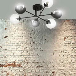 Discount Lampa sufitowa z 2 rodzajami kulistych kloszy 834/6B1 | Kaja Żyrandole Nowoczesne