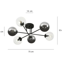 Discount Lampa sufitowa z 2 rodzajami kulistych kloszy 834/6B1 | Kaja Żyrandole Nowoczesne