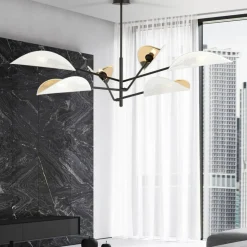 Store Lampa sufitowa z biało-złotymi abażurami 1159/6 VENE | Kaja Żyrandole Nowoczesne