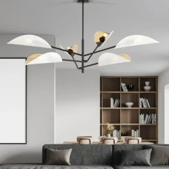 Store Lampa sufitowa z biało-złotymi abażurami 1159/6 VENE | Kaja Żyrandole Nowoczesne