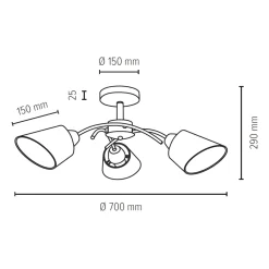 Sklep Kaja Lampa sufitowa z białymi abażurami, do sypialni 8341328 METTE | Kaja