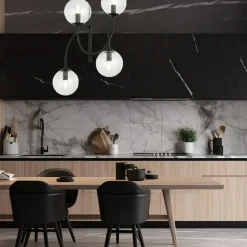 Best Lampa sufitowa z czarną, giętą konstrukcją 1286/4B z serii ARCHI Żyrandole Nowoczesne