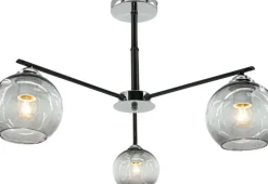 New Lampa sufitowa z czarno srebrną oprawą 1859/3 8C BL | Kaja Oświetlenie Żyrandole Nowoczesne