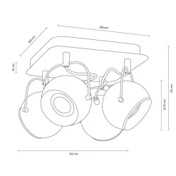 Store Lampa sufitowa z czarno-srebrnymi reflektorami 5109484 BALL | Kaja Żyrandole Nowoczesne