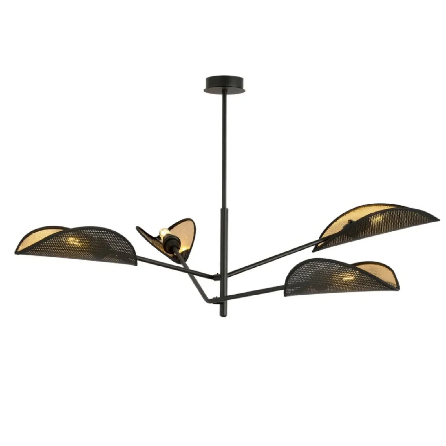 Best Lampa sufitowa z czarno-złotymi abażurami 1158/4 VENE | Kaja Żyrandole Nowoczesne