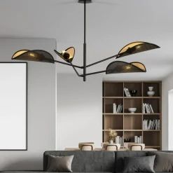 Best Lampa sufitowa z czarno-złotymi abażurami 1158/4 VENE | Kaja Żyrandole Nowoczesne