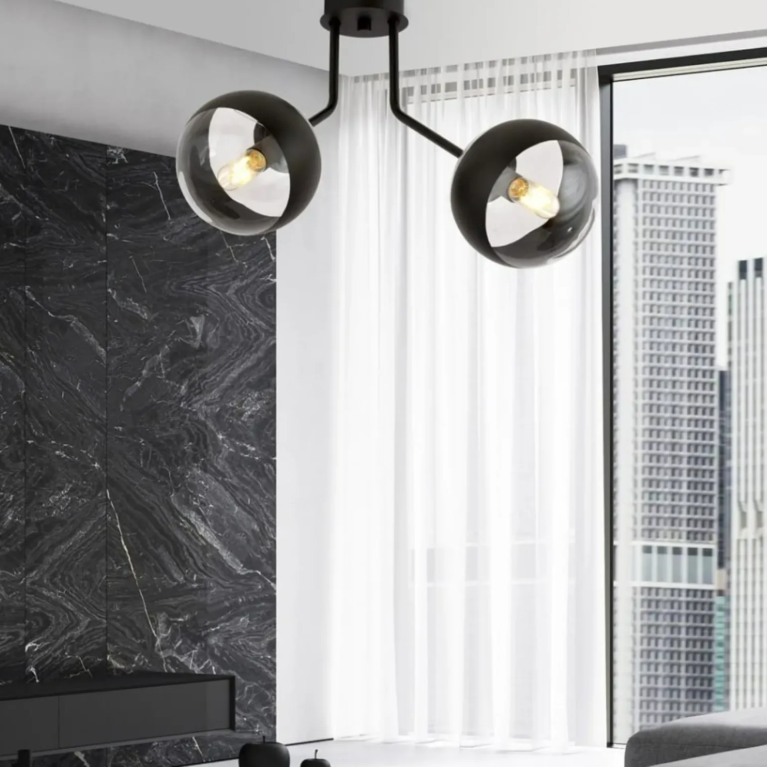 Cheap Lampa sufitowa z czarnymi obręczami na kloszach 1139/2 NOVA | Kaja Żyrandole Nowoczesne