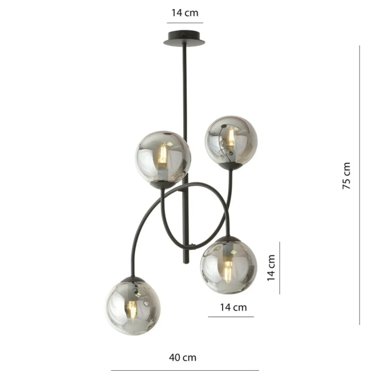 Shop Lampa sufitowa z czterema kloszami w kolorze 1287/4B z serii ARCHI Żyrandole Nowoczesne