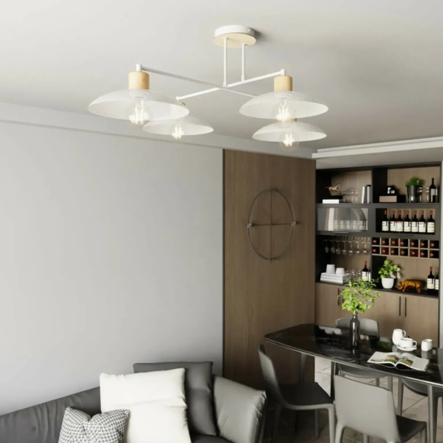 Best Lampa sufitowa z drewnianymi oprawkami 1319/4 KOBE | Kaja Oświetlenie Żyrandole Nowoczesne