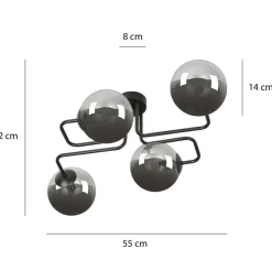 New Lampa sufitowa z grafitowymi kulistymi kloszami 832/4 | Kaja Żyrandole Nowoczesne