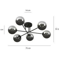 Online Lampa sufitowa z kulistymi grafitowymi kloszami 832/6B | Kaja Żyrandole Nowoczesne
