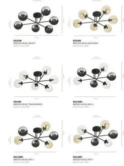 Online Lampa sufitowa z kulistymi grafitowymi kloszami 832/6B | Kaja Żyrandole Nowoczesne