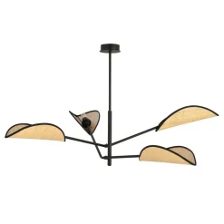 New Lampa sufitowa z ozdobnymi, rattanowymi abażurami 1160/4 VENE | Kaja Żyrandole Nowoczesne