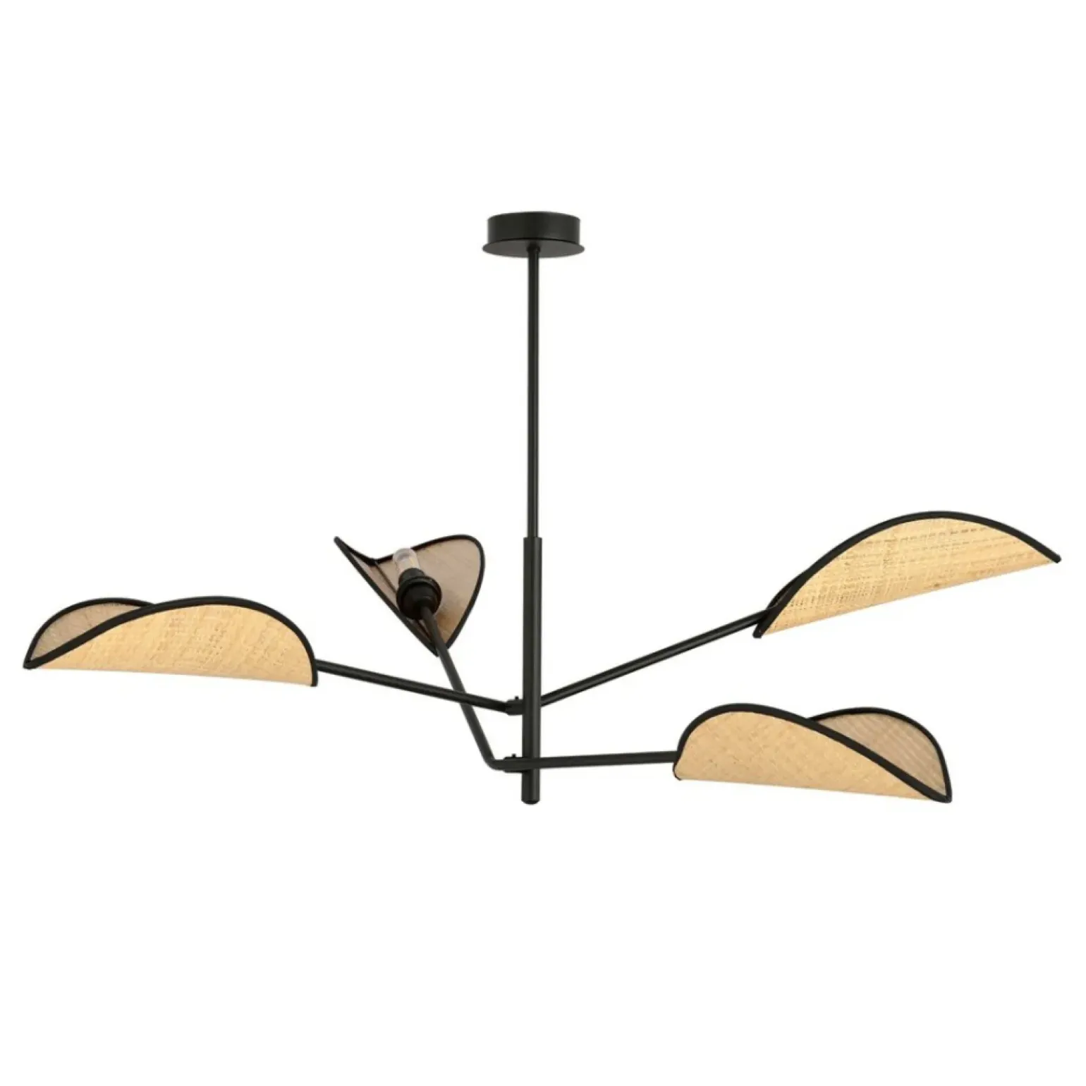 New Lampa sufitowa z ozdobnymi, rattanowymi abażurami 1160/4 VENE | Kaja Żyrandole Nowoczesne