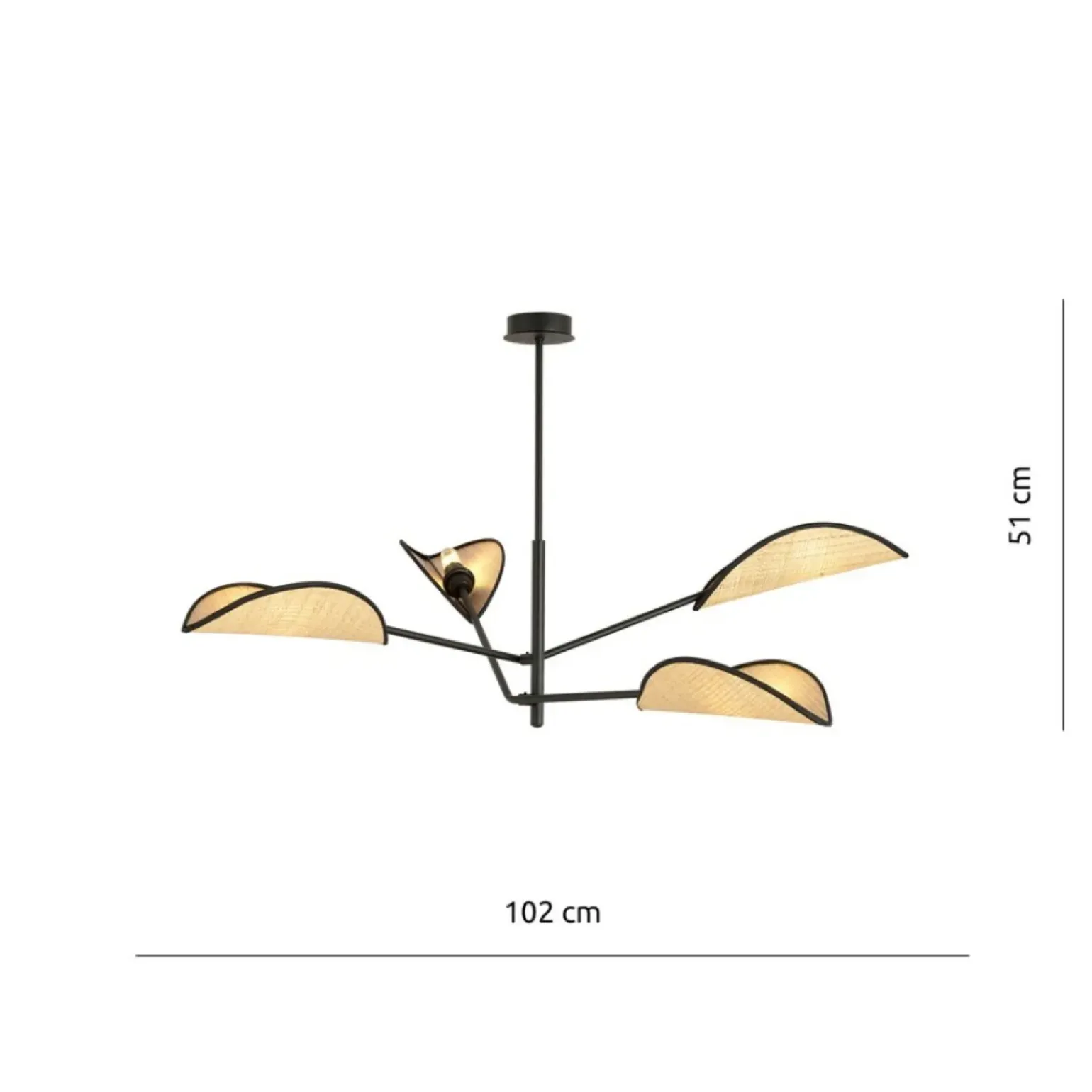 New Lampa sufitowa z ozdobnymi, rattanowymi abażurami 1160/4 VENE | Kaja Żyrandole Nowoczesne